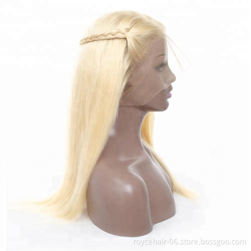 Honey Blond 613 Cuticle Aligned Mink Brazilian Human Hair Glueless Transparent HD Straight Full Lace Wig with Baby Hair